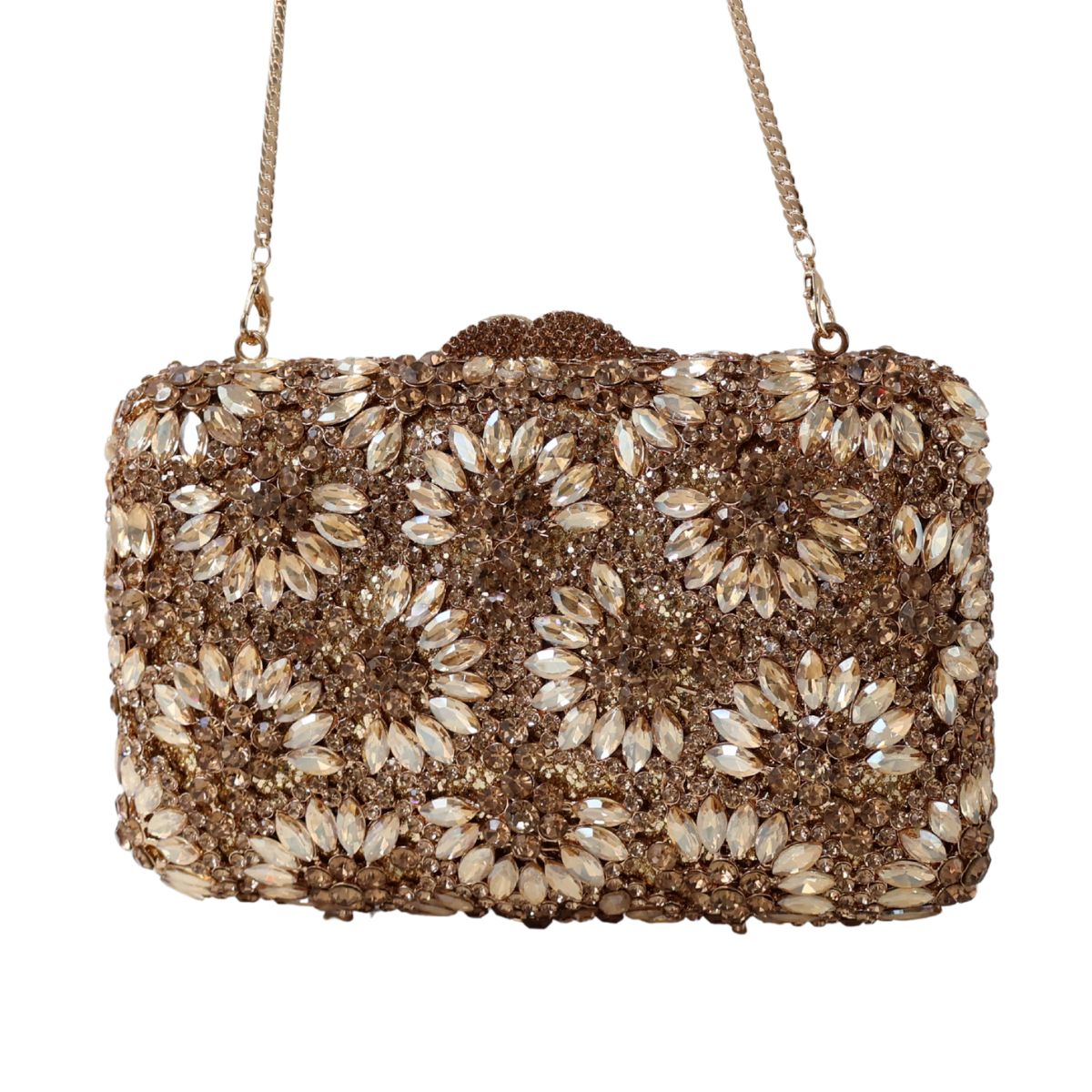 Bolsa Festa Clutch Pedraria Strass Dourada