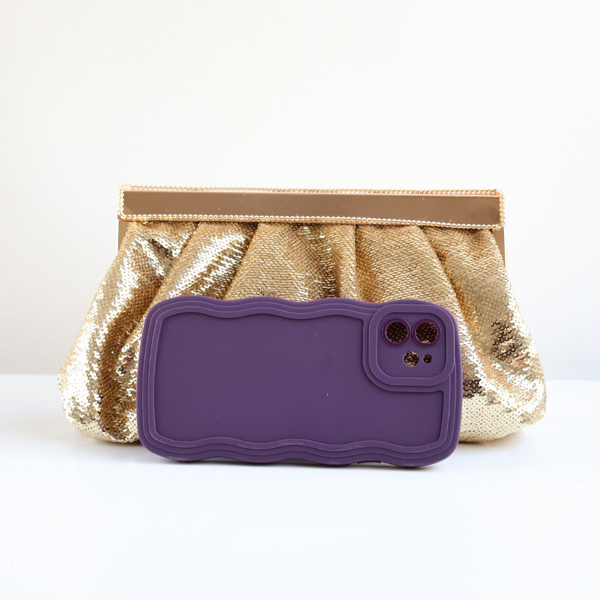 Bolsa Pouch Festa Clutch Lantejoula Dourada