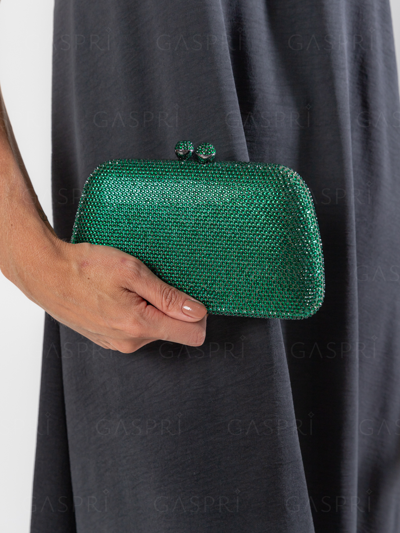 Bolsa de Festa Clutch Cristais Pedraria Verde