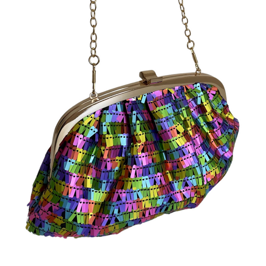 Bolsa de Festa Clutch Lantejoula Brilhante Colorida
