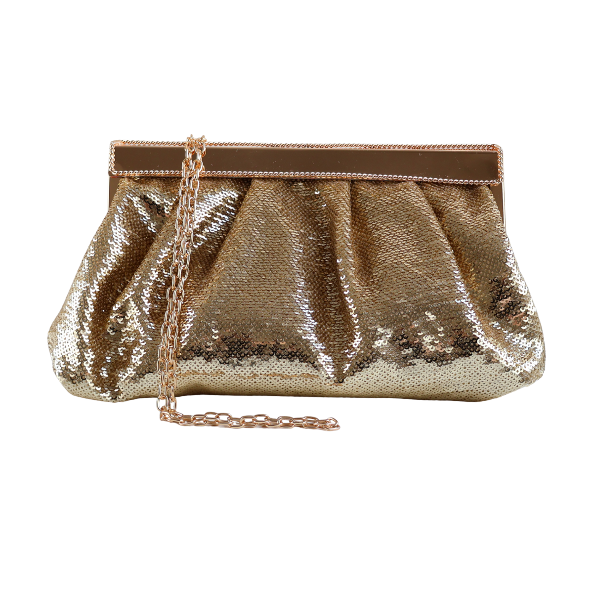 Bolsa Pouch Festa Clutch Lantejoula Dourada