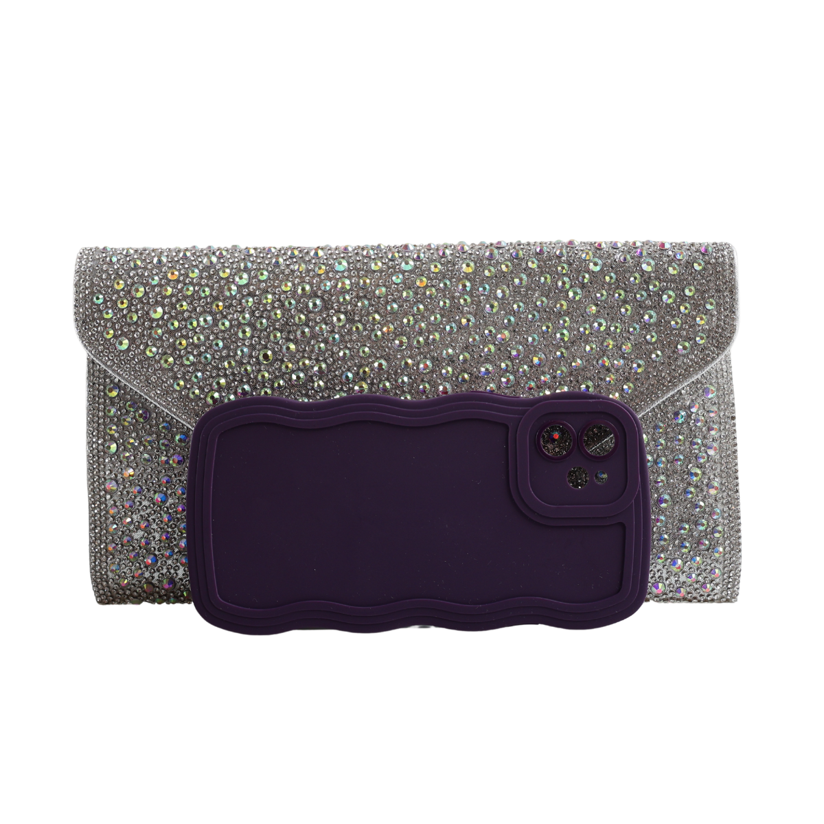 Bolsa Carteira de Festa Clutch Strass Prata Furtacor
