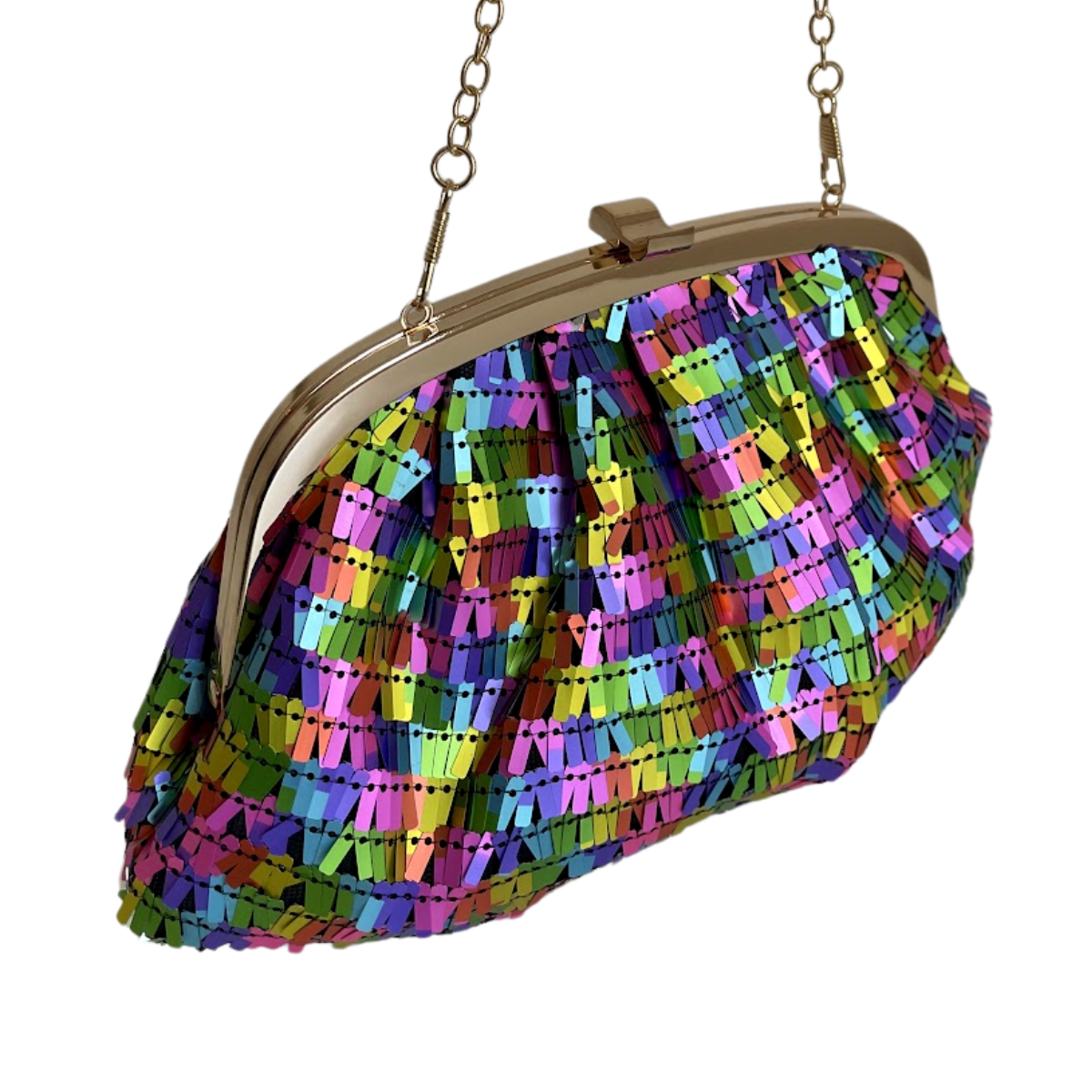Bolsa de Festa Clutch Lantejoula Brilhante Colorida