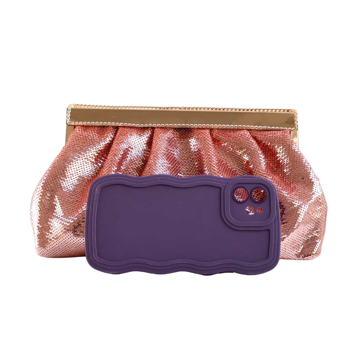 Bolsa Pouch Festa Clutch Lantejoula Rosa