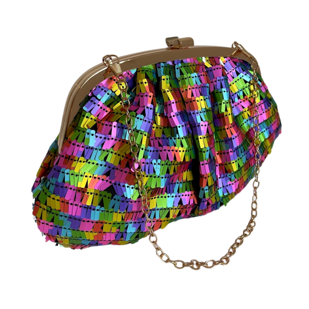 Bolsa de Festa Clutch Lantejoula Brilhante Colorida