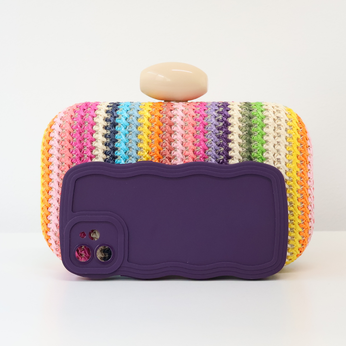 Bolsa de Festa Clutch Palha Colorida