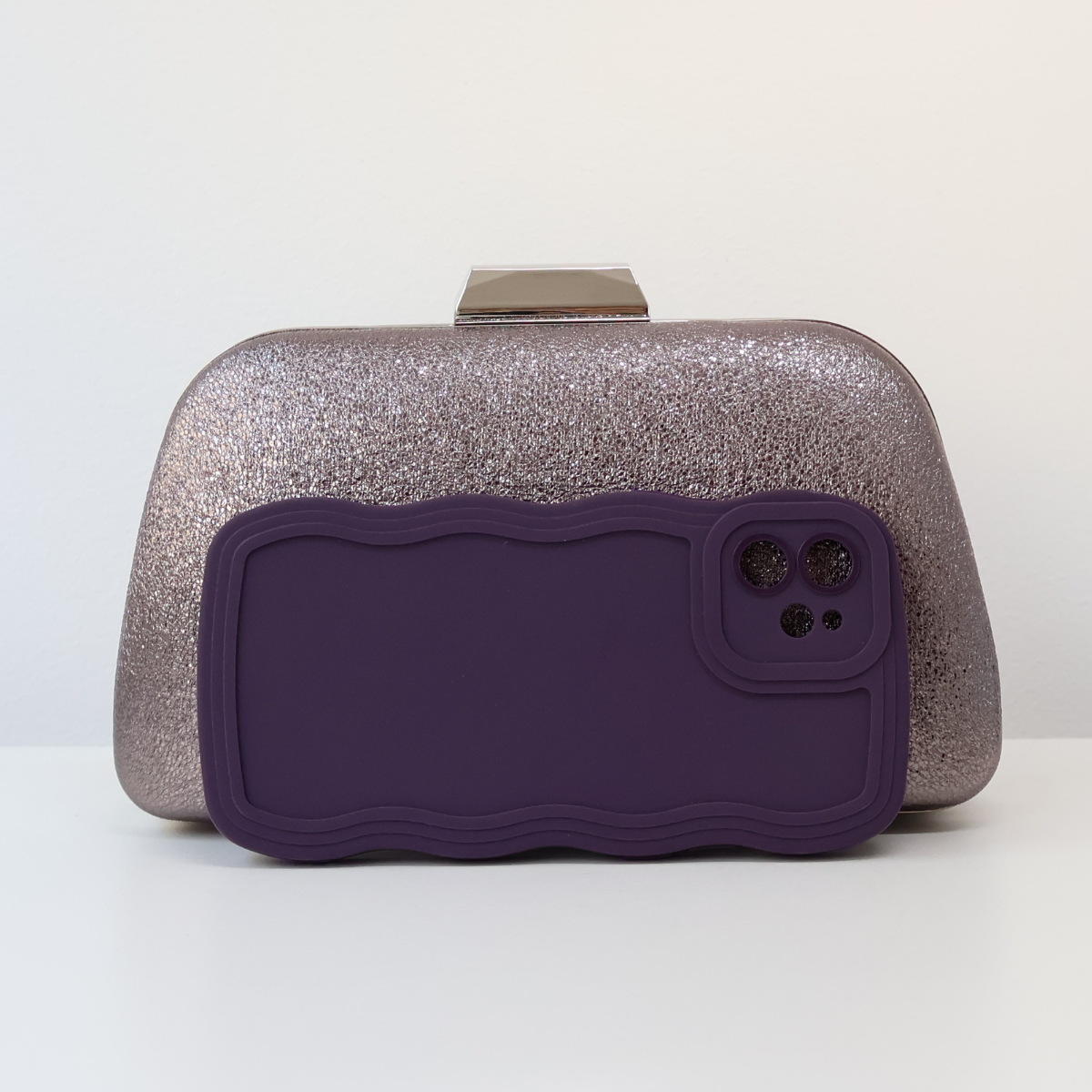 Bolsa Clutch Festa Prateada Envelhecida