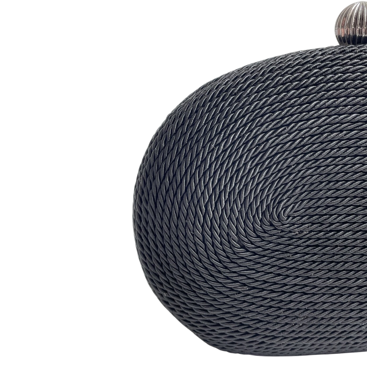 Bolsa de Festa Clutch Corda Trançada Oval Preta