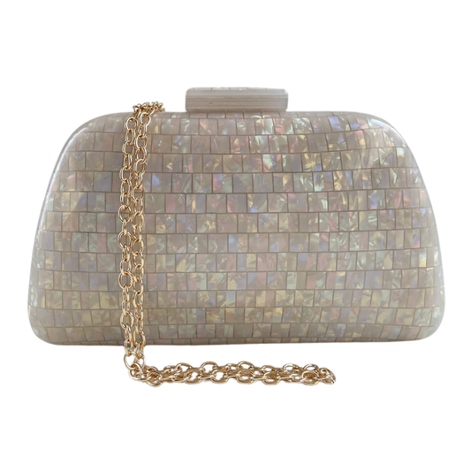 Bolsa de Festa Clutch Acrílico Perolada Bege