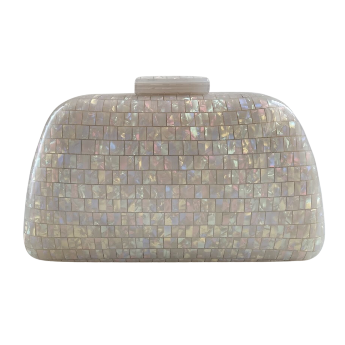 Bolsa de Festa Clutch Acrílico Perolada Bege