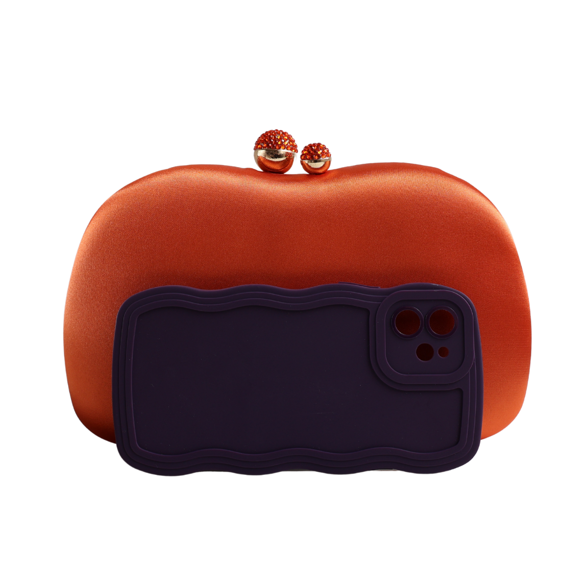Bolsa Festa Clutch Tecido Acetinado Laranja