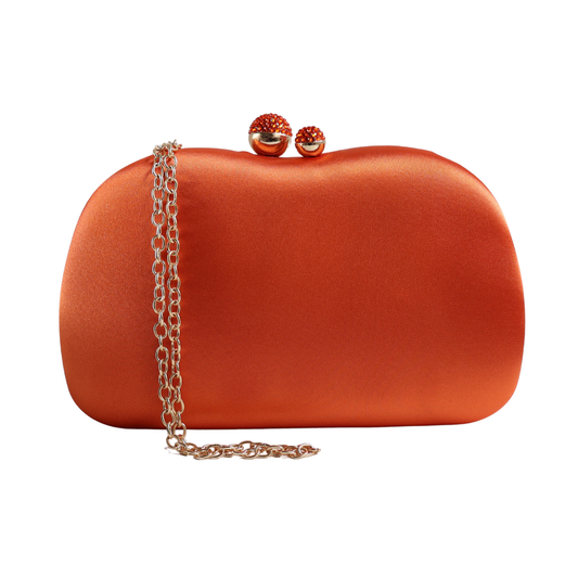 Bolsa Festa Clutch Tecido Acetinado Laranja