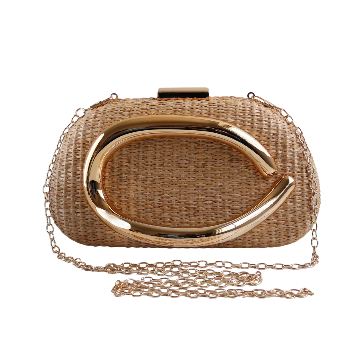 Bolsa de Festa Clutch Palha Bege