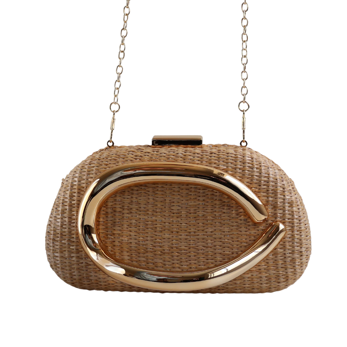 Bolsa de Festa Clutch Palha Bege