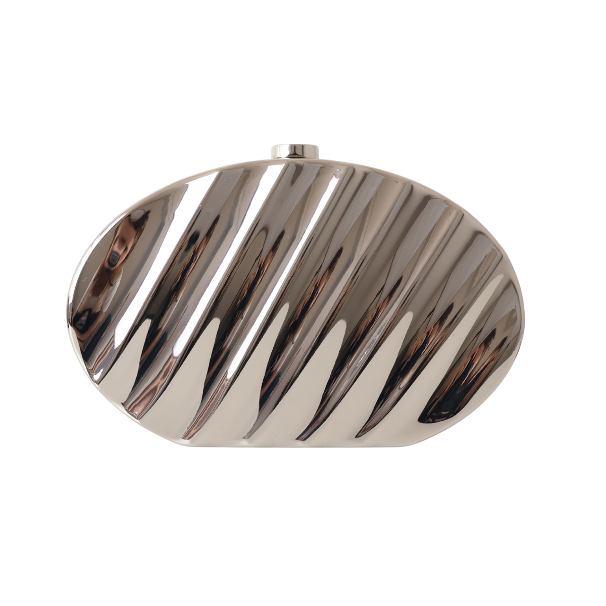 Bolsa de Festa Clutch Metalizada Oval Prata