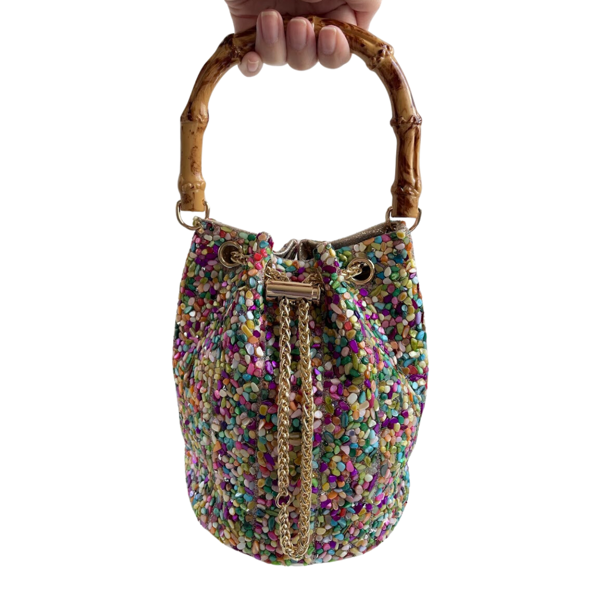 Bolsa Festa Clutch Pouch Pedraria Colorida