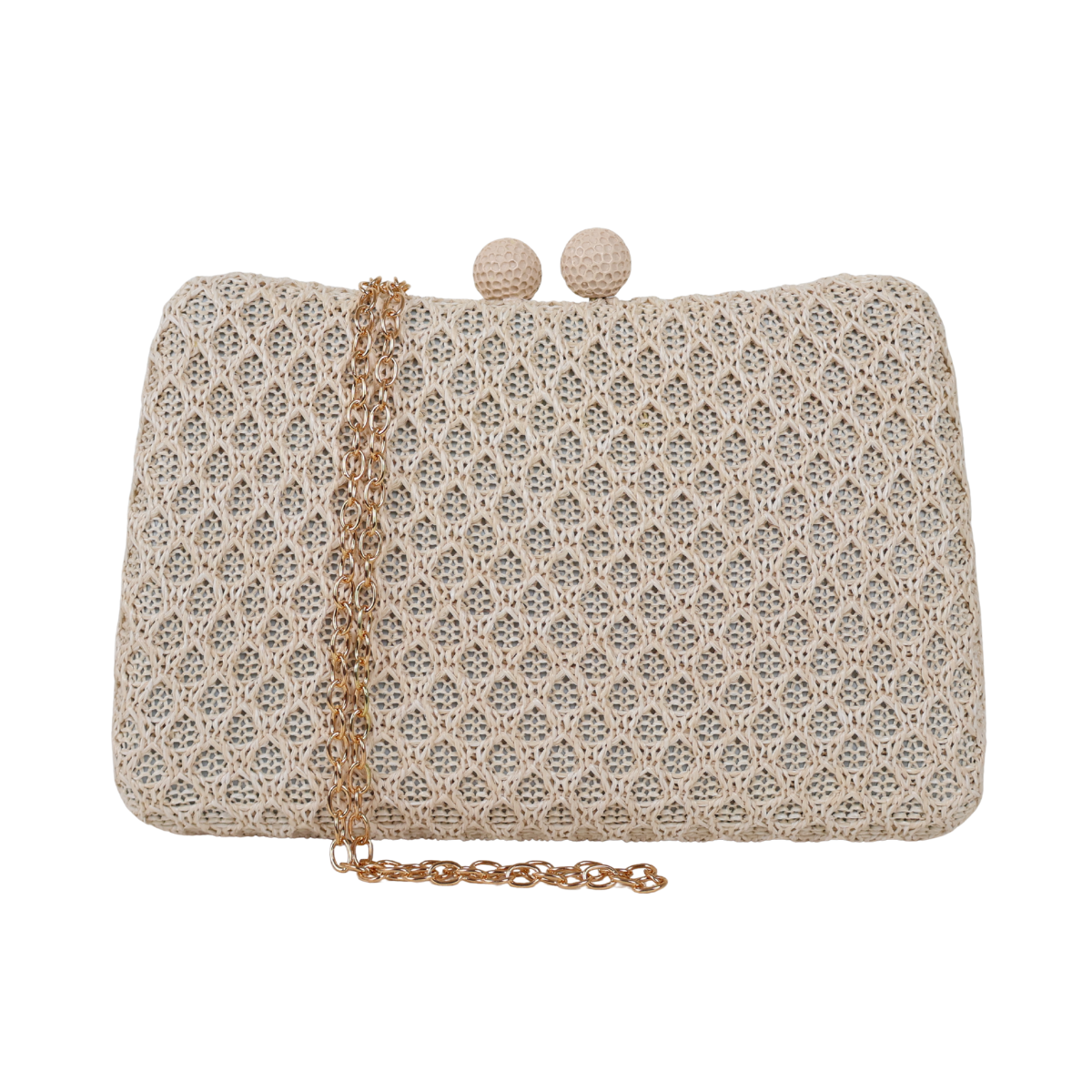 Bolsa de Festa Clutch Palha Off White
