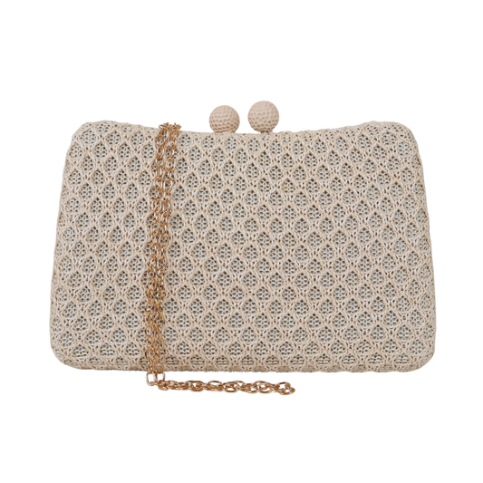 Bolsa de Festa Clutch Palha Off White
