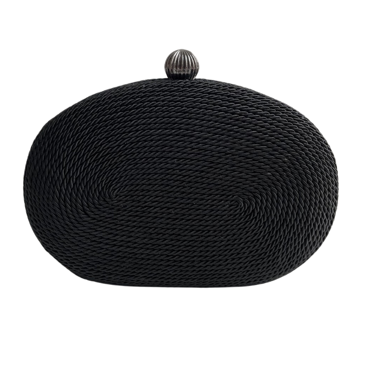 Bolsa de Festa Clutch Corda Trançada Oval Preta