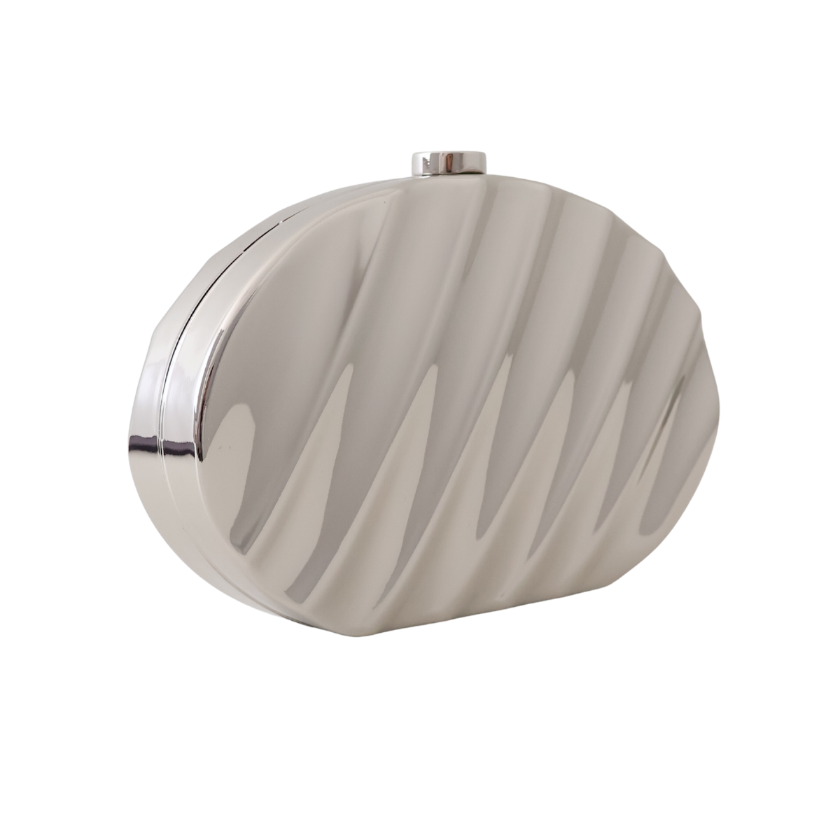 Bolsa de Festa Clutch Metalizada Oval Prata