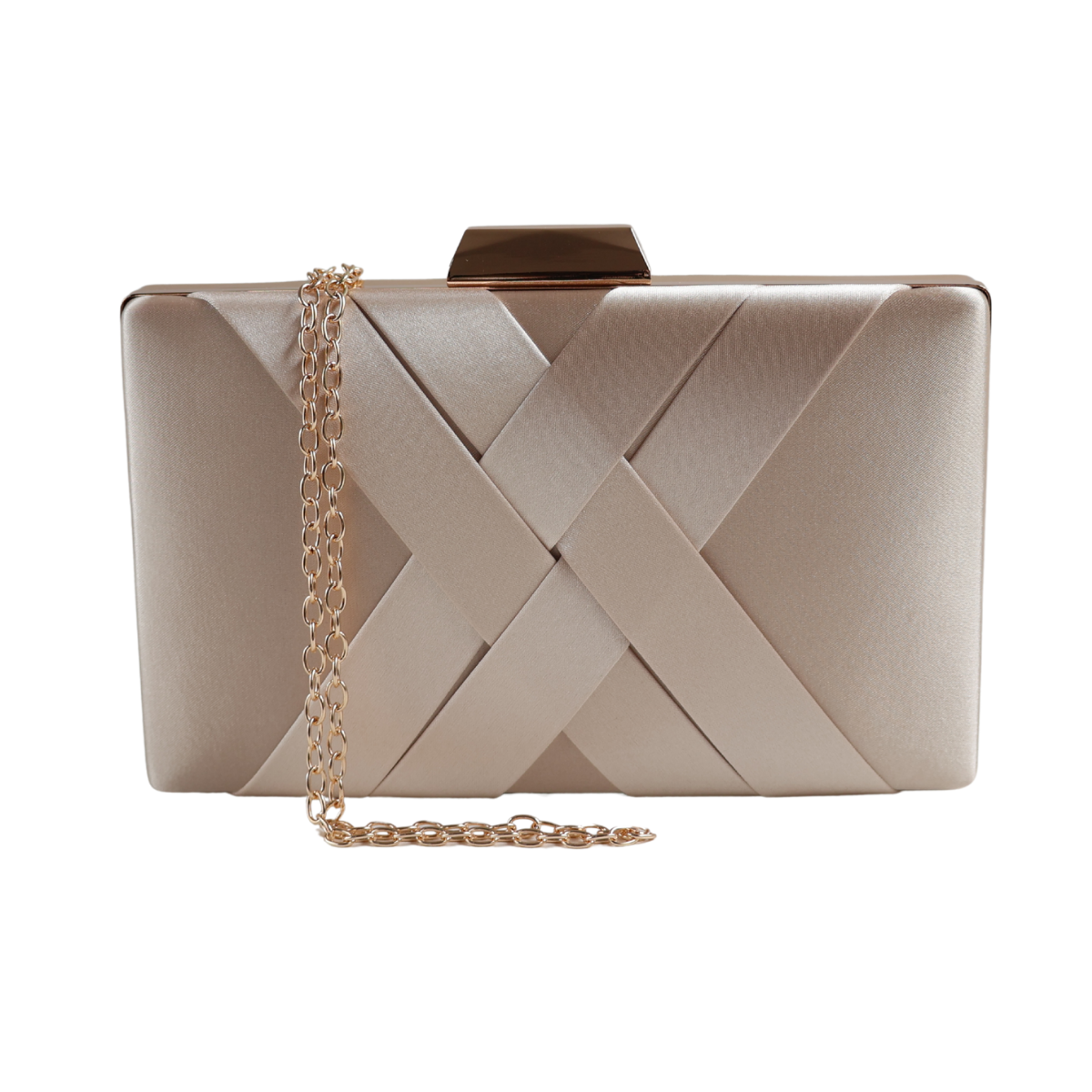 Bolsa de Festa Clutch Cetim Bege