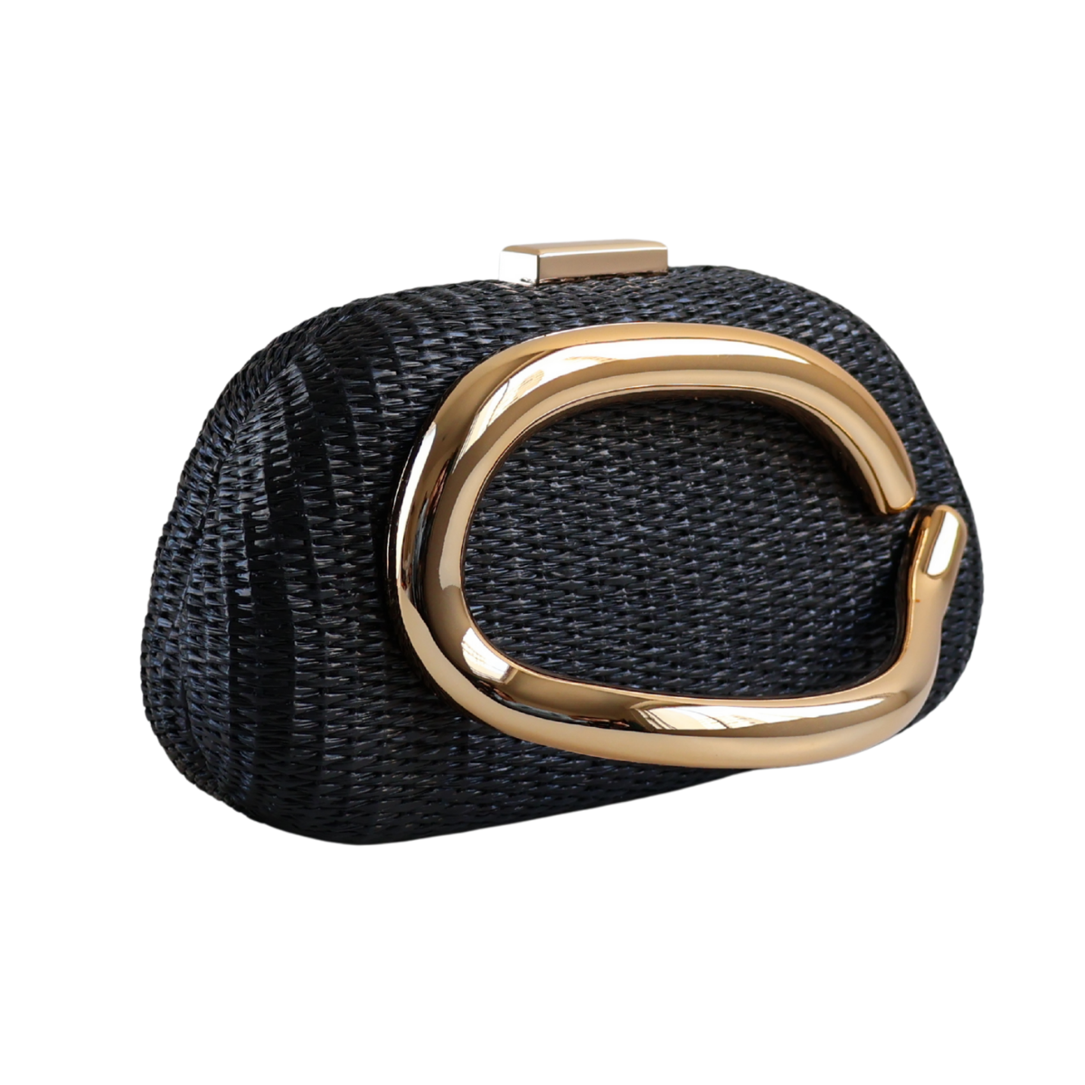 Bolsa de Festa Clutch Palha Preta