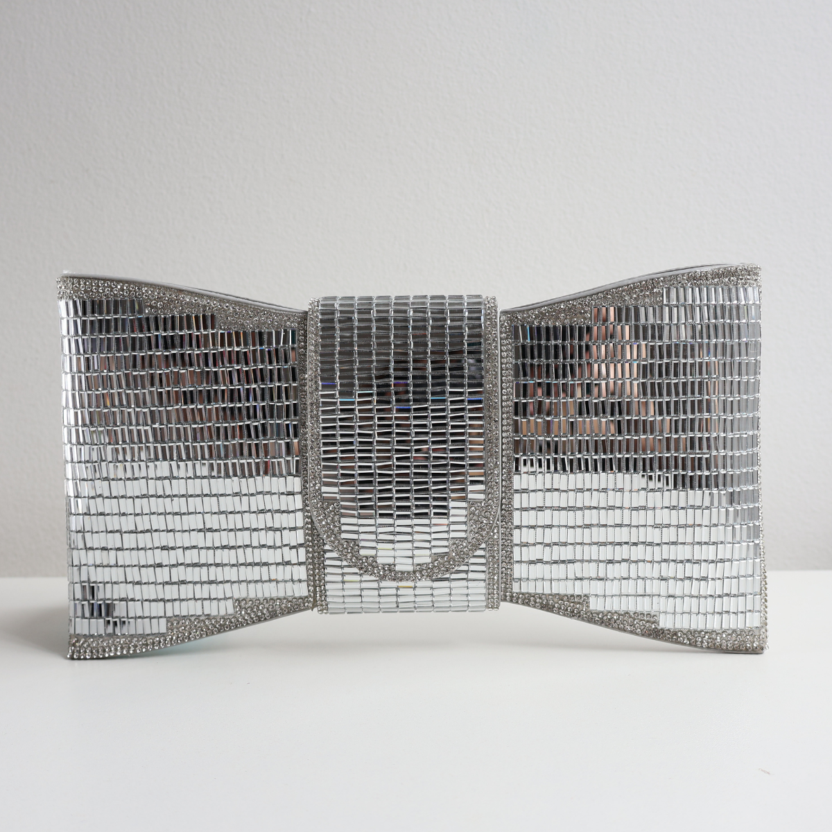 Bolsa Carteira de Festa Clutch Espelhada Prata