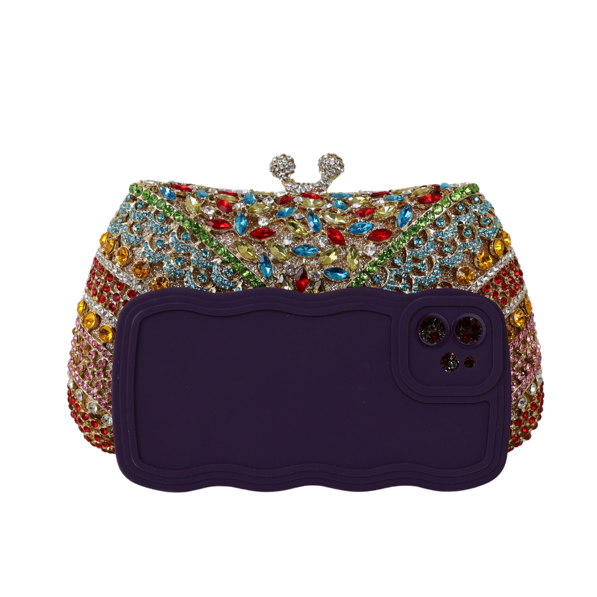 Bolsa Festa Clutch Pedraria Strass Colorida