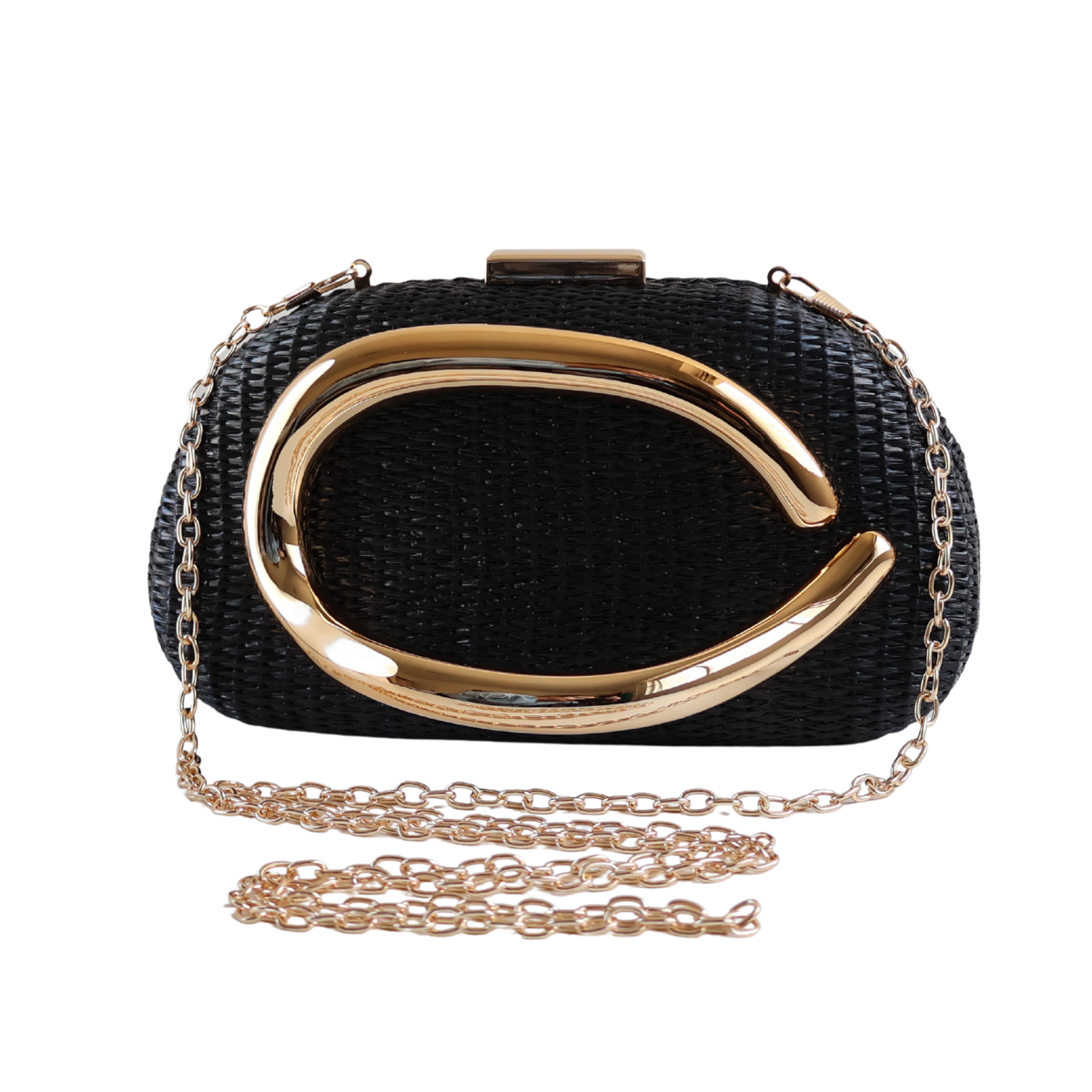 Bolsa de Festa Clutch Palha Preta