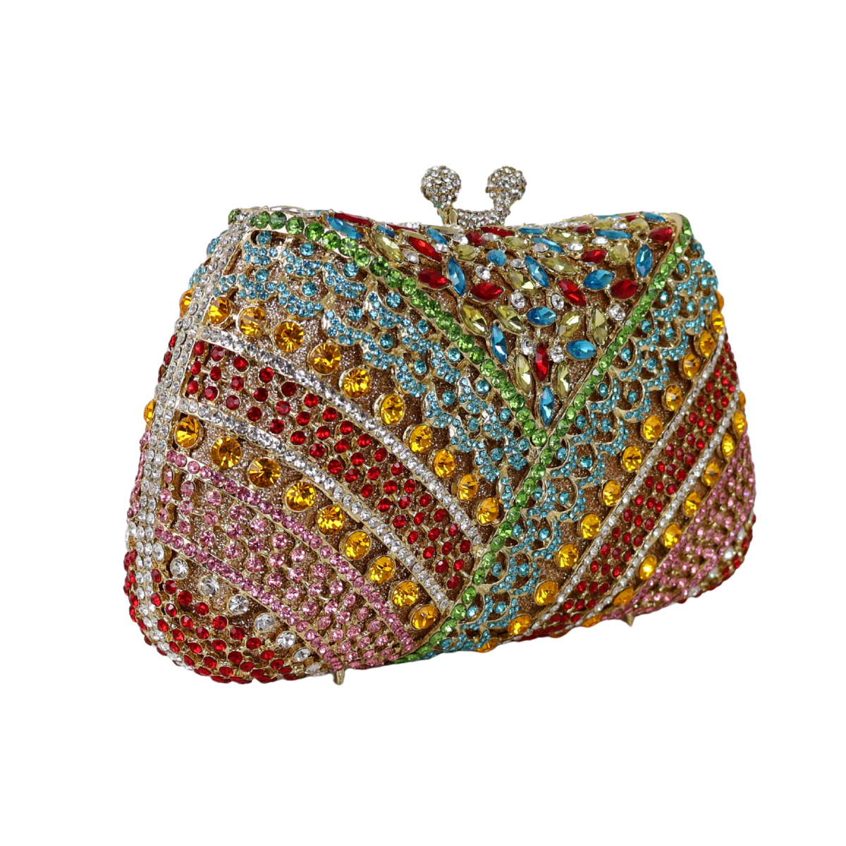 Bolsa Festa Clutch Pedraria Strass Colorida