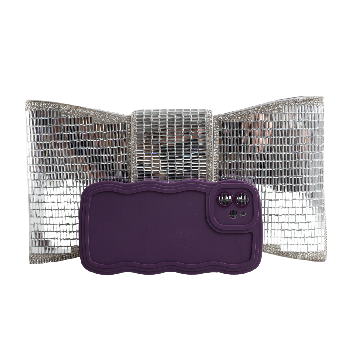 Bolsa Carteira de Festa Clutch Espelhada Prata
