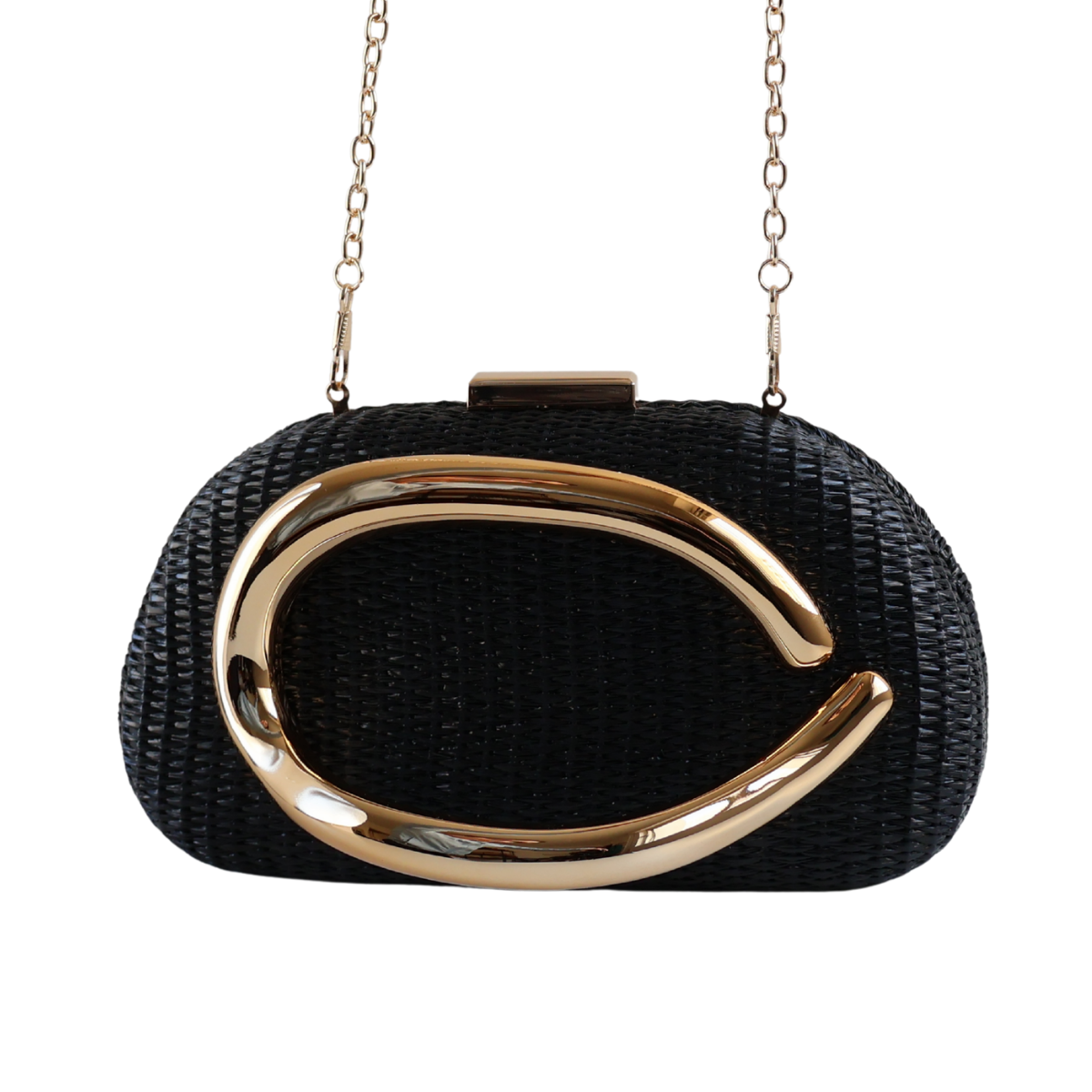 Bolsa de Festa Clutch Palha Preta