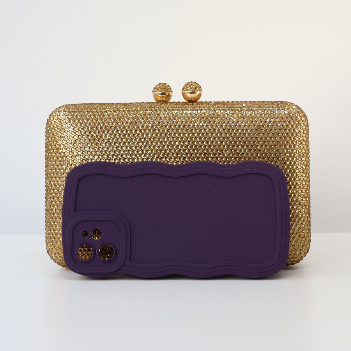 Bolsa Festa Clutch Pedraria Strass Dourada