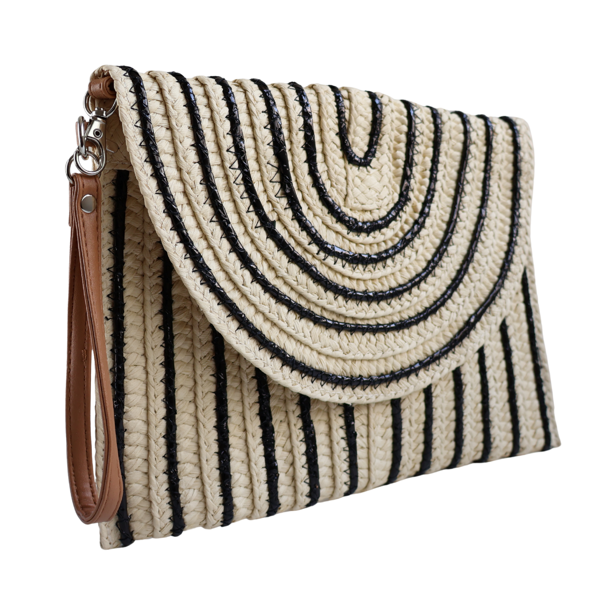 Bolsa Carteira Envelope de Palha Bege