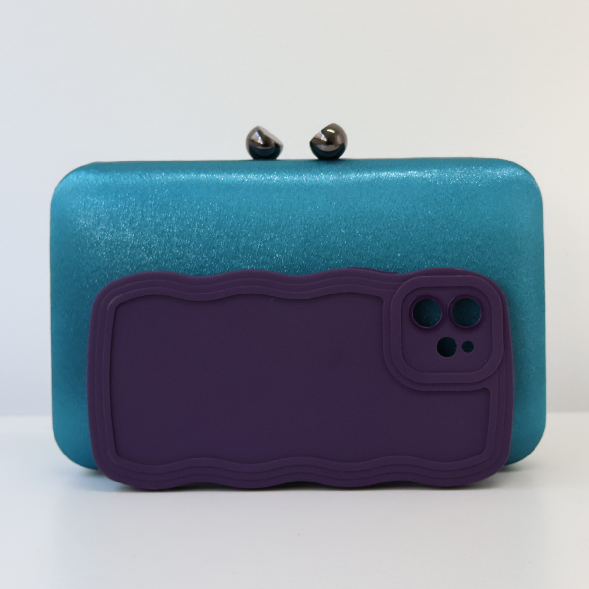 Bolsa Clutch Festa Cetim Azul Turquesa