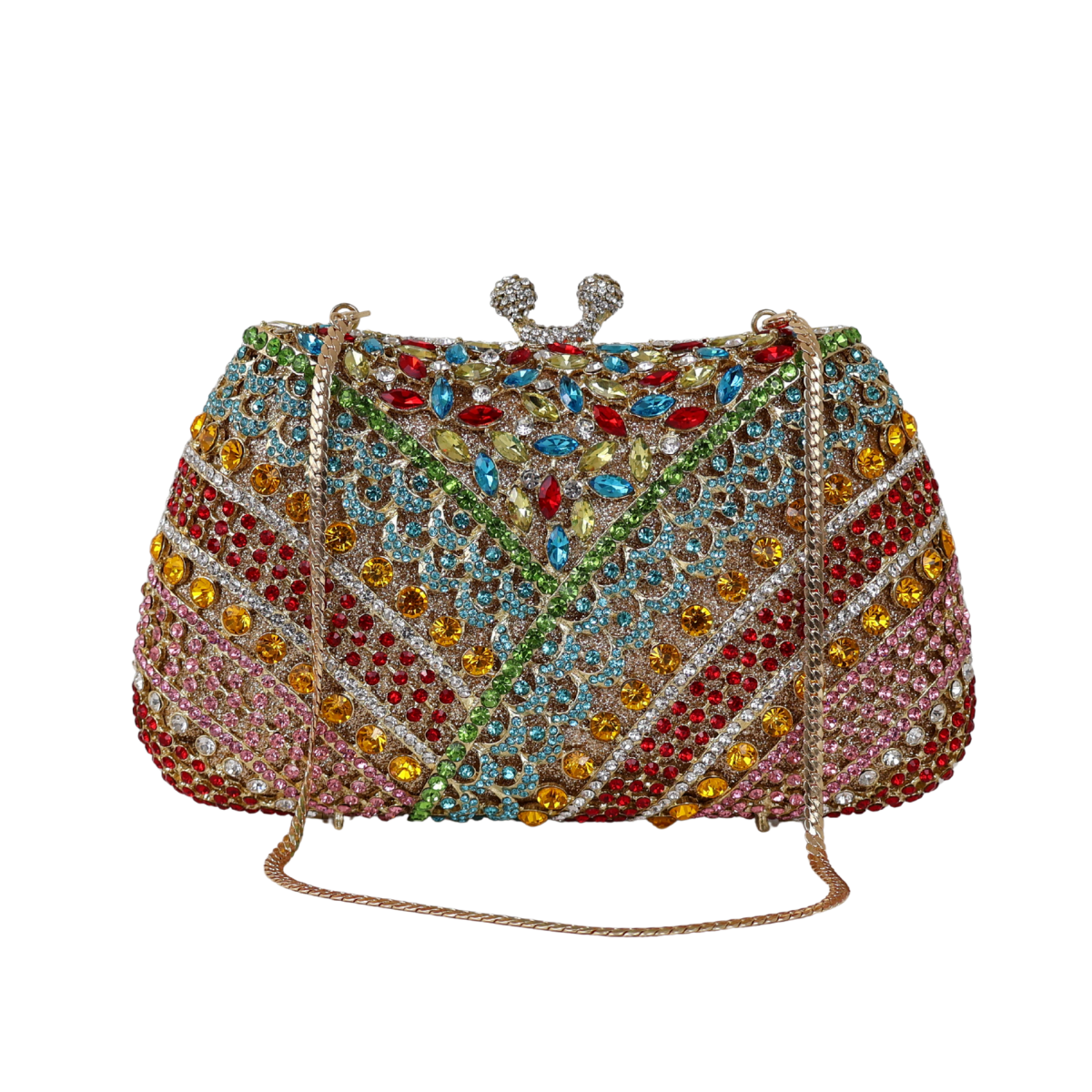 Bolsa Festa Clutch Pedraria Strass Colorida