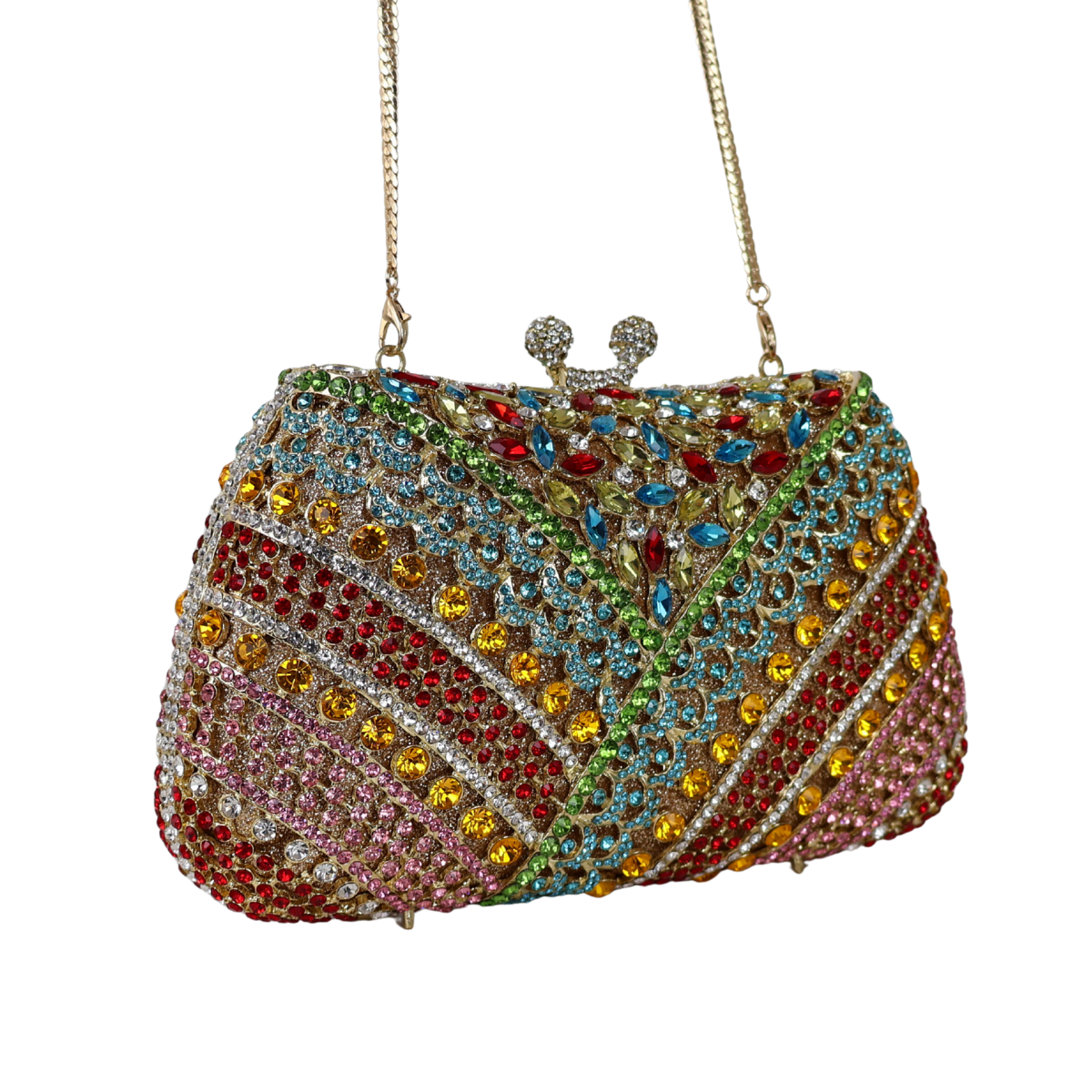 Bolsa Festa Clutch Pedraria Strass Colorida