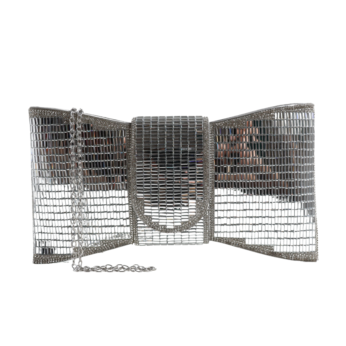 Bolsa Carteira de Festa Clutch Espelhada Prata