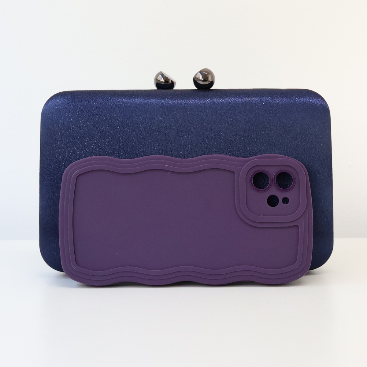 Bolsa Clutch Festa Cetim Azul Marinho