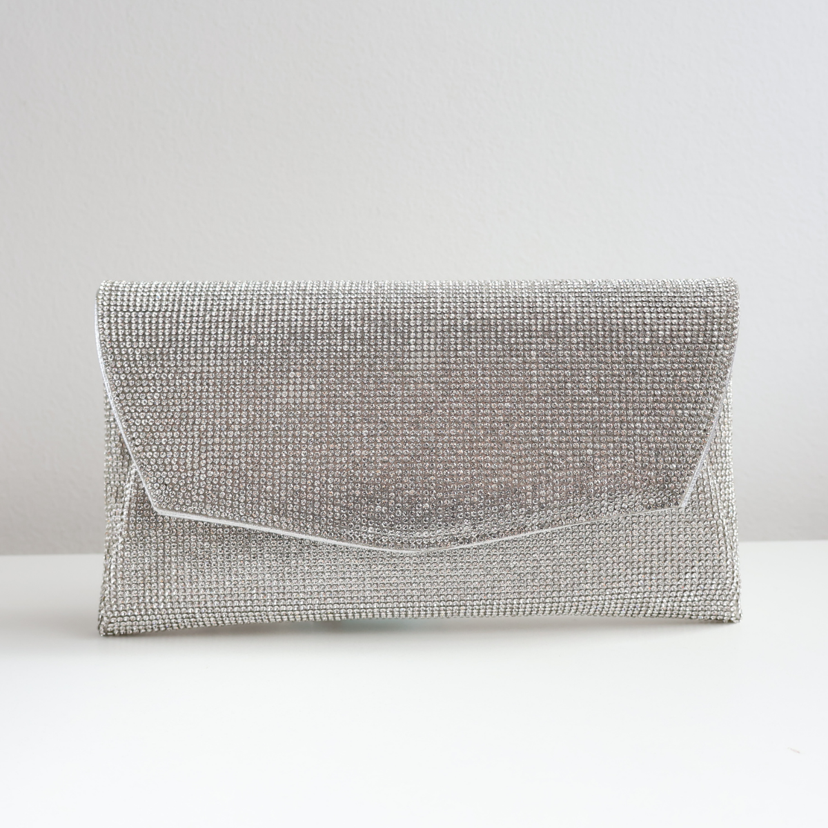 Bolsa Carteira de Festa Clutch Strass Prata