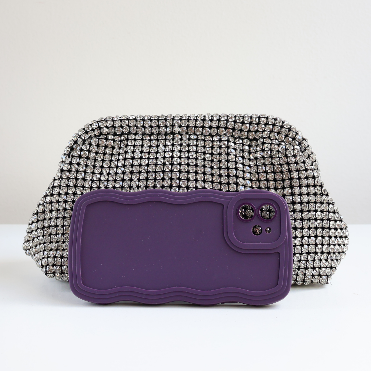 Bolsa Festa Clutch Preto com Strass Translúcido