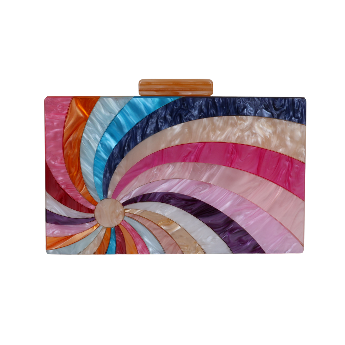 Bolsa de Festa Clutch Acrílico Arco Íris Bege