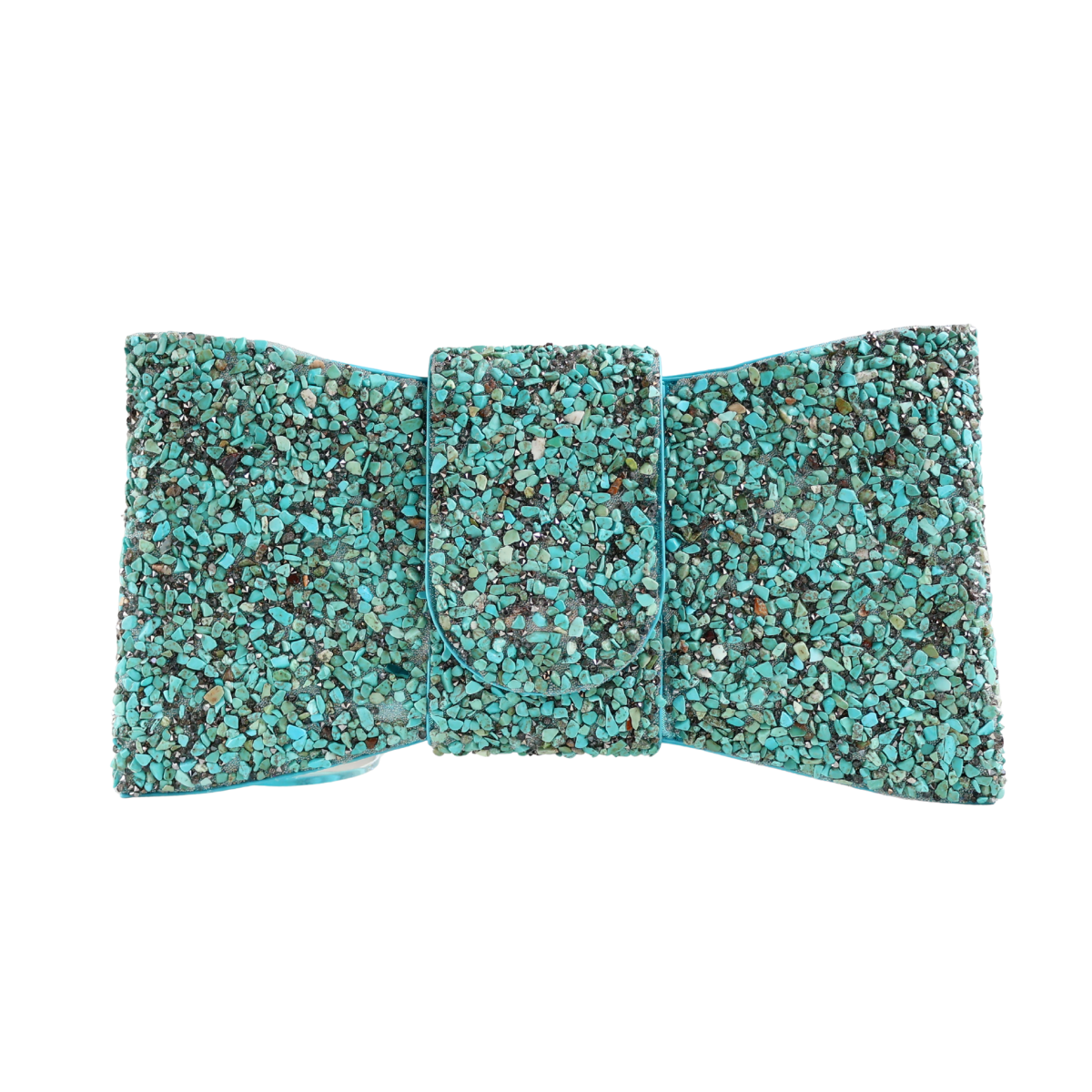 Bolsa Carteira de Festa Clutch Pedraria Turquesa