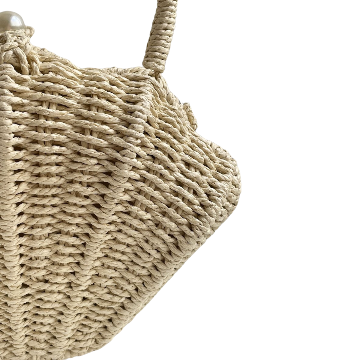 Bolsa de Mão Transversal Concha em Vime Bege Claro