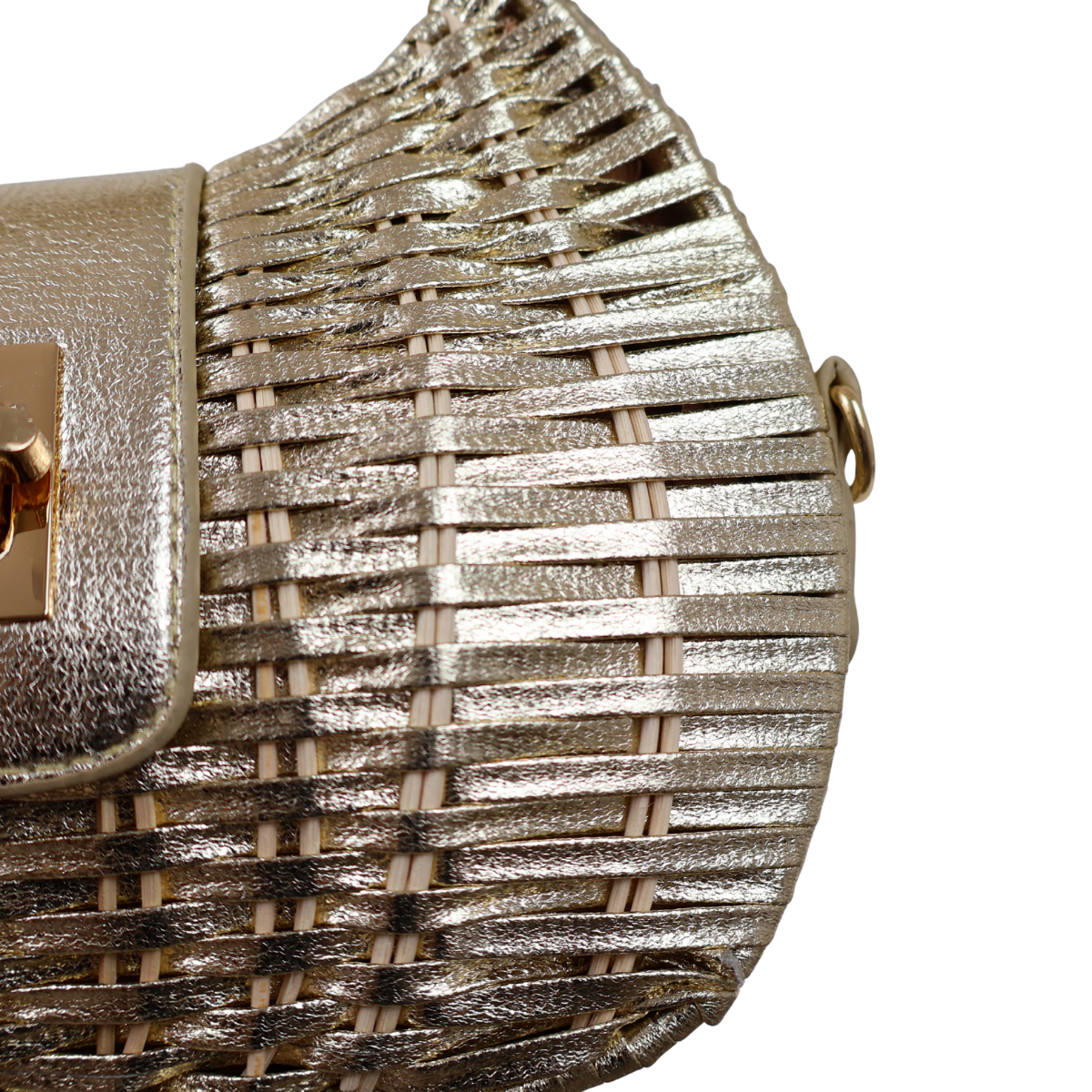 Bolsa de Mão Cesto em Vime Dourada