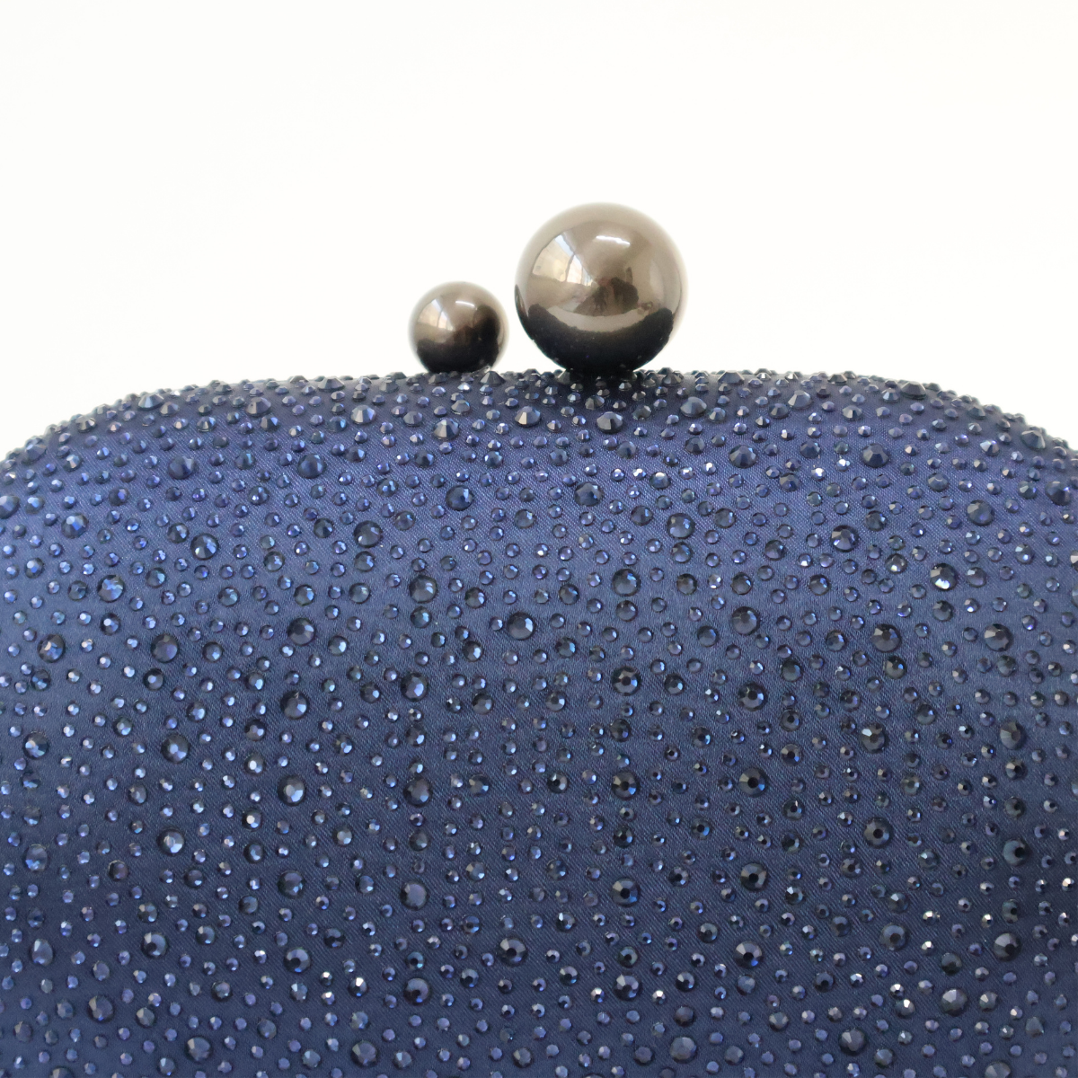 Bolsa Festa Clutch Pedraria Strass Oval Azul Marinho