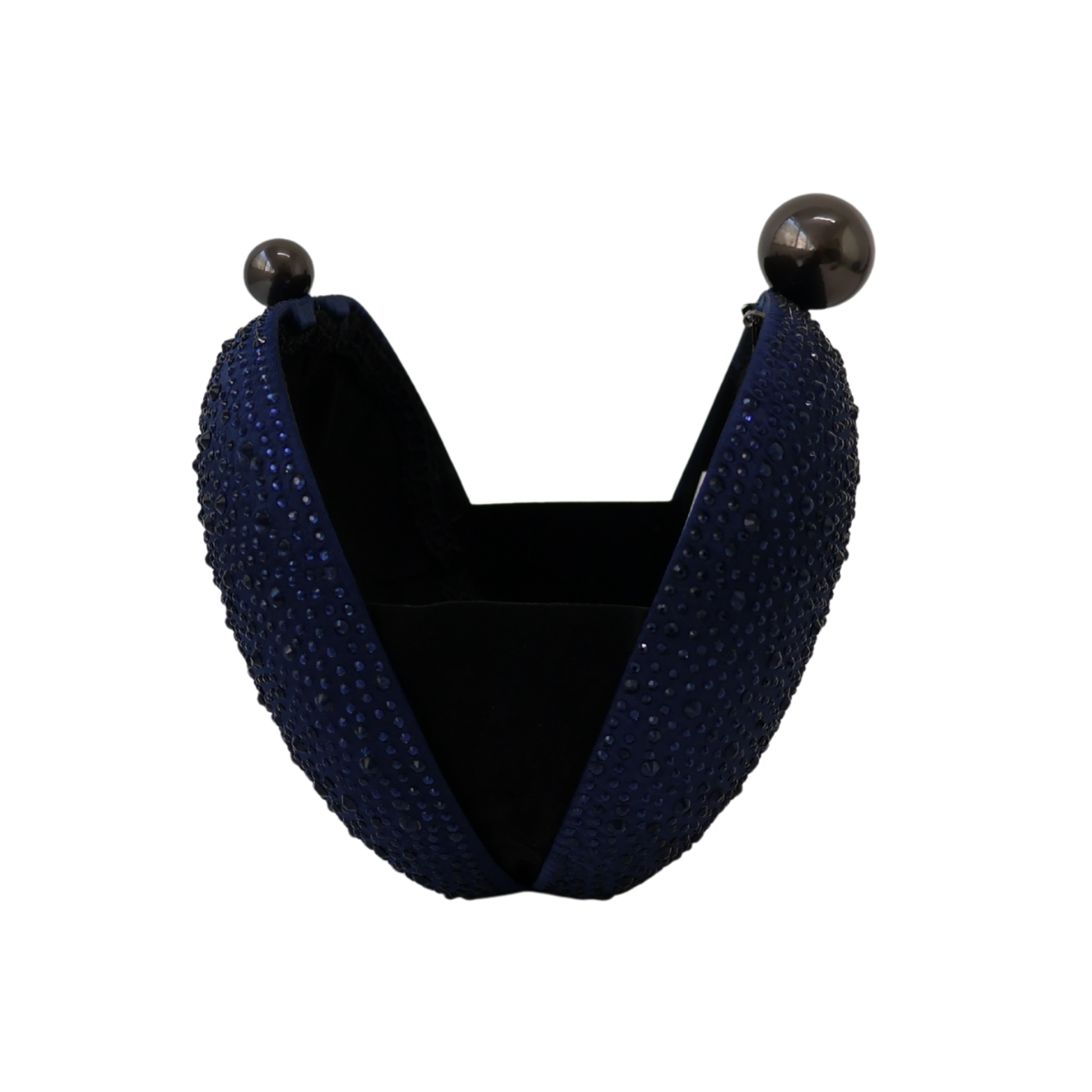 Bolsa Festa Clutch Pedraria Strass Oval Azul Marinho