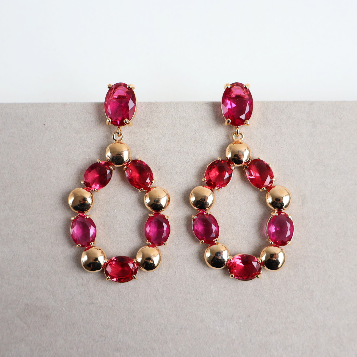 Brinco Dourado e Cristal Marsala - Semijoia