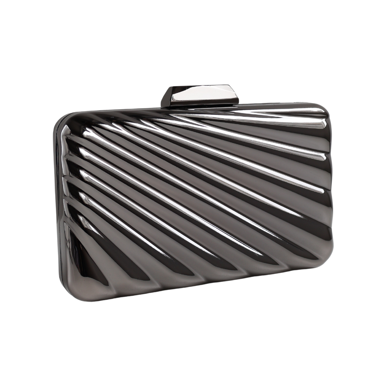Bolsa de Festa Clutch Prata Grafite Metalizada
