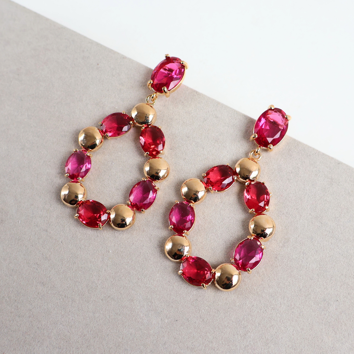 Brinco Dourado e Cristal Marsala - Semijoia
